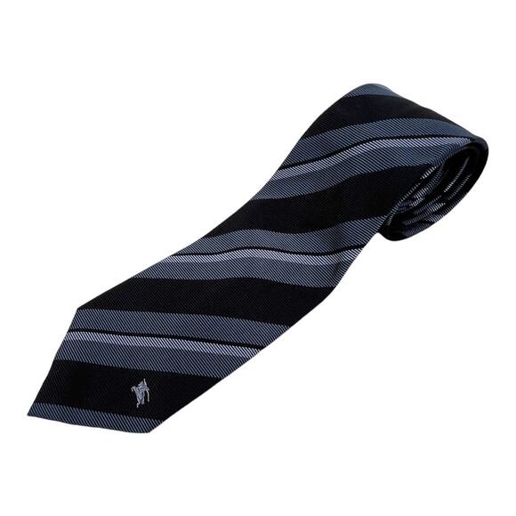 Burberry Men's 100% Silk Embroidered Neck Tie Multicolor Blue Diagonal Striped - Picture 1 of 5
